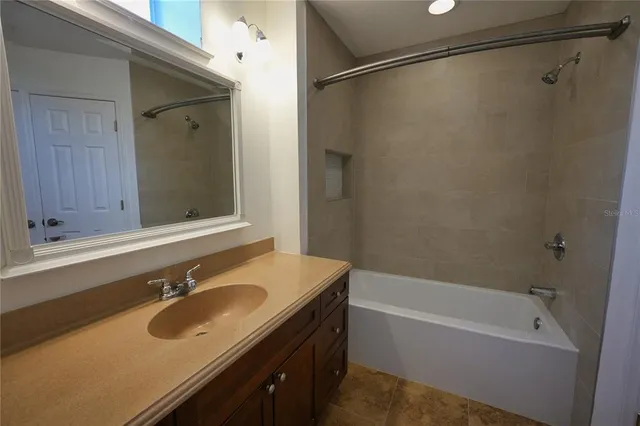 a bathroom with a bathtub