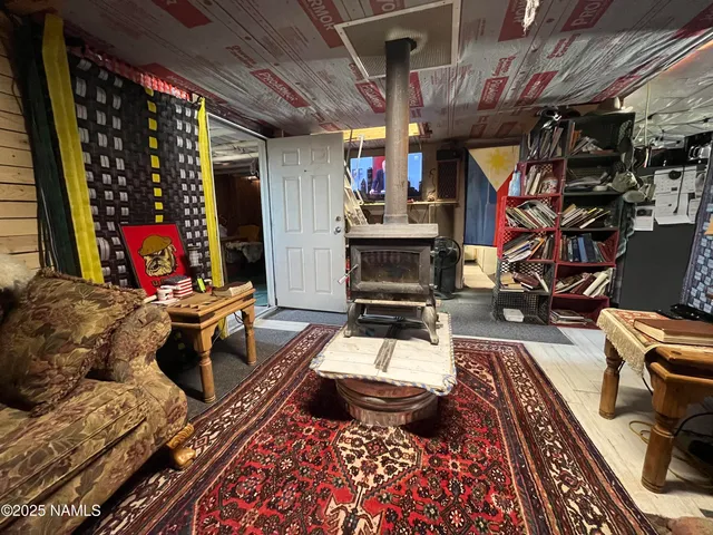 a living room with furniture a rug and a fireplace