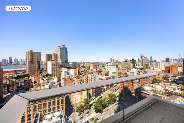 a view of city from a balcony