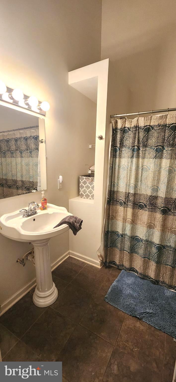 1112 Lee Road Basye, VA 22810 - Photo 43 of 102 a bathroom with a sink a mirror and shower