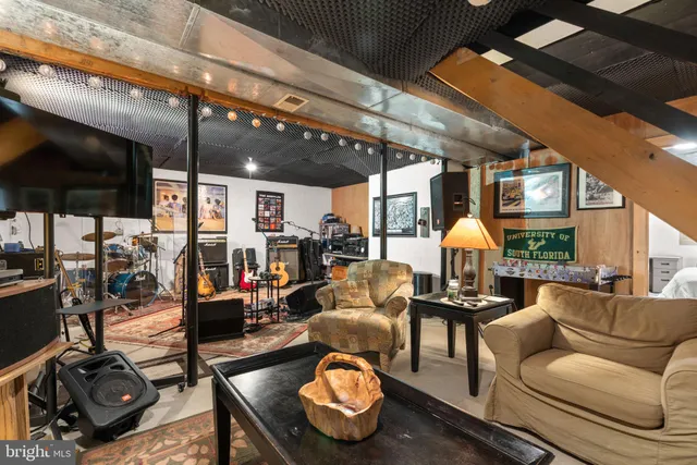 a living room with furniture