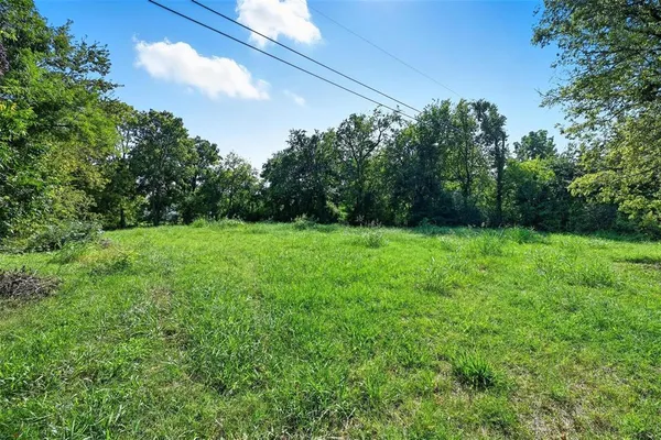 a view of green field with trees in the background