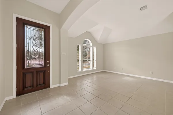 a view of a livingroom with a window
