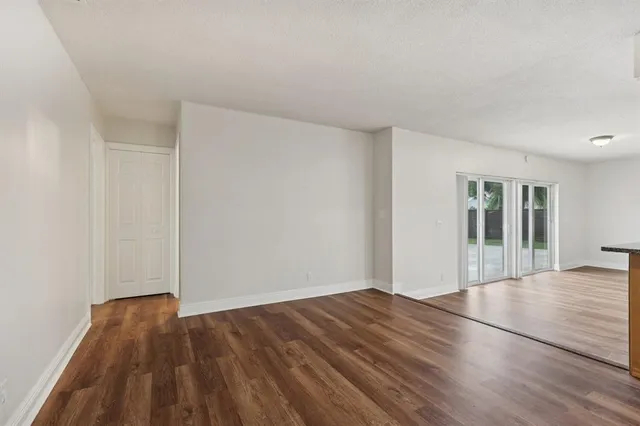 a view of small space with wooden floor