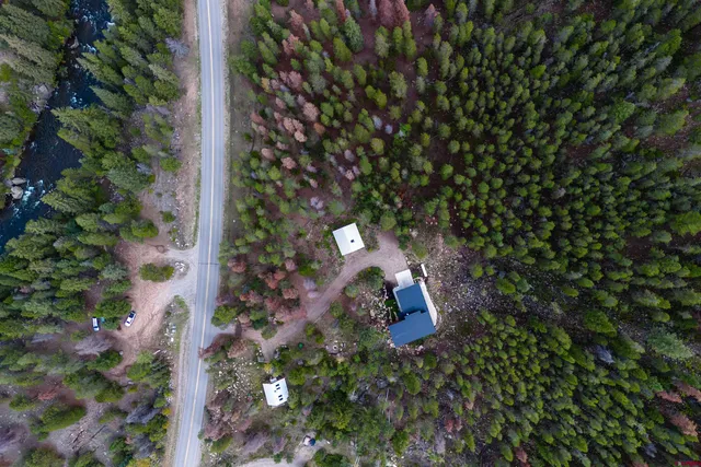 a bird view of a house