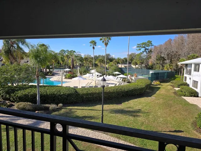 a view of a back yard from a window