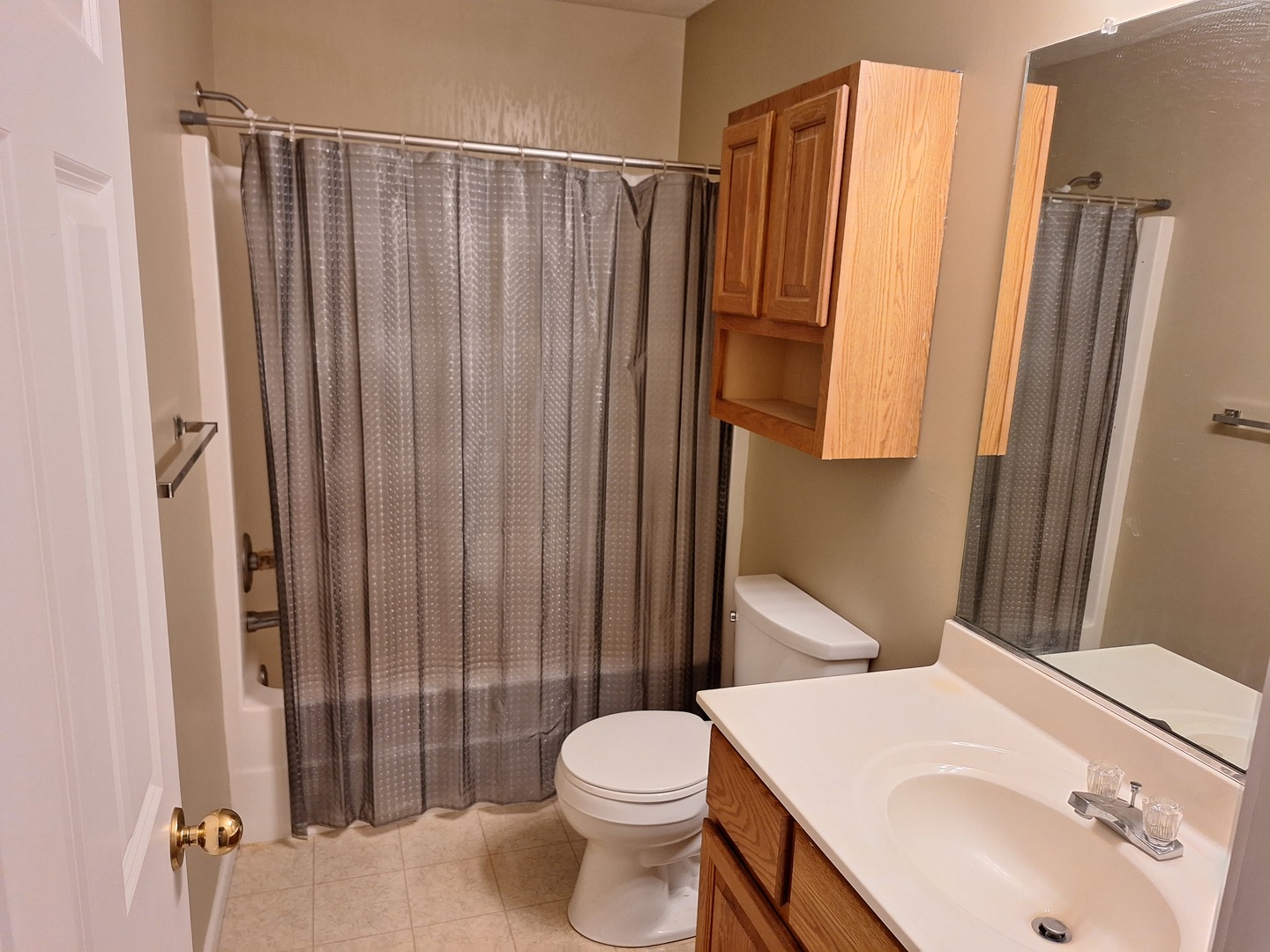 1104 Whitaker Street Normal, IL 61761 - Photo 10 of 19 a bathroom with a sink a toilet and shower curtain