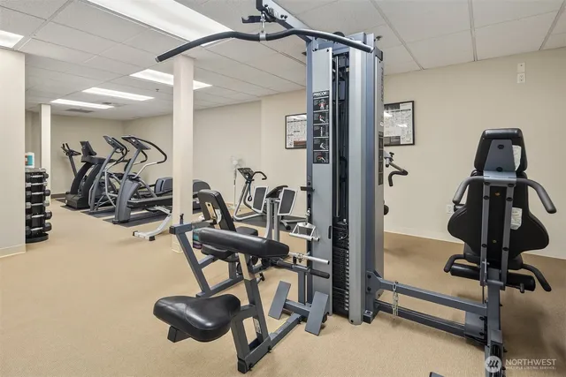 a view of a room with gym equipment
