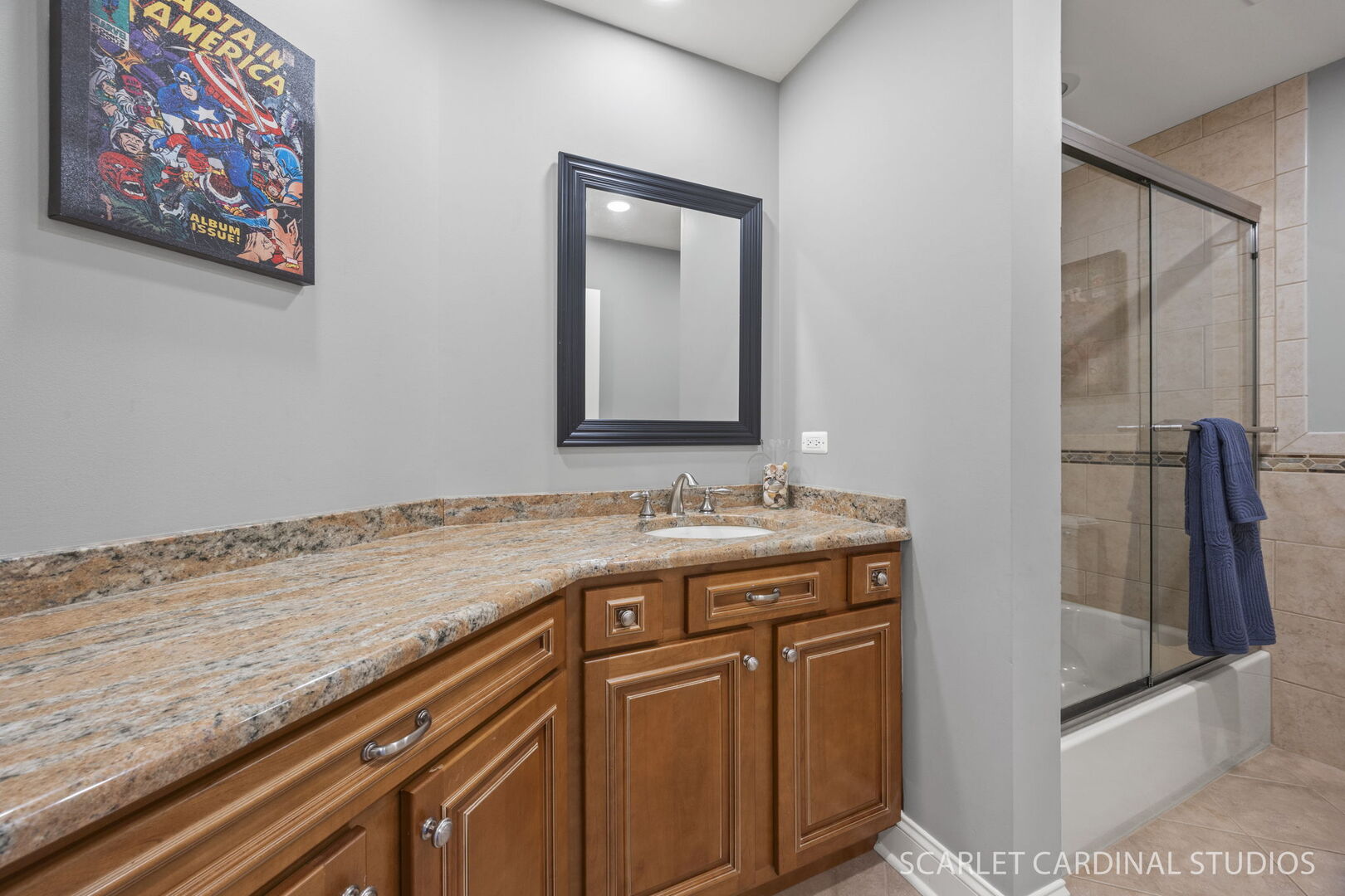 550 Edson Avenue Lombard, IL 60148 - Photo 26 of 32 a bathroom with a granite countertop sink and a mirror