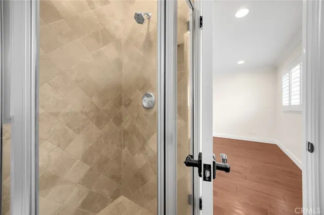 a view of a bathroom with a shower