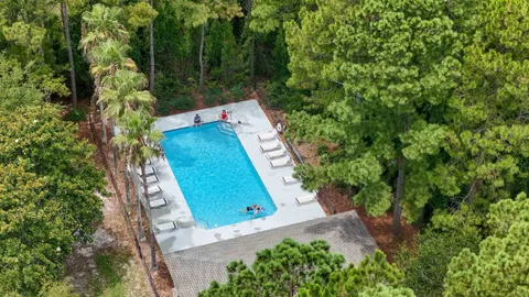 an aerial view of a house
