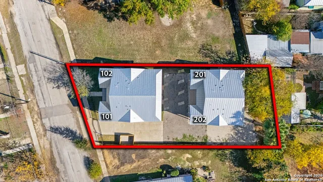 an aerial view of multiple house