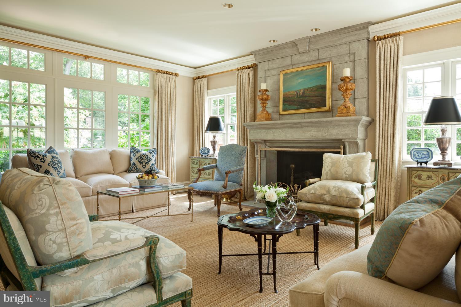 1138 Langley Lane McLean, VA 22101 - Photo 4 of 23 Living Room Swathed in Fortuny Drapery