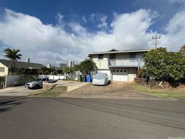 a view of car parked in front of building