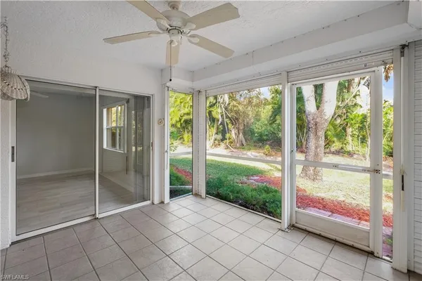 a view of an entryway with a garden