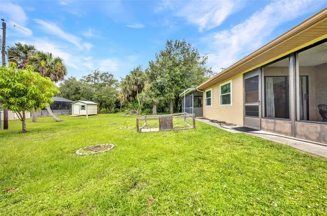 a view of a house with a backyard