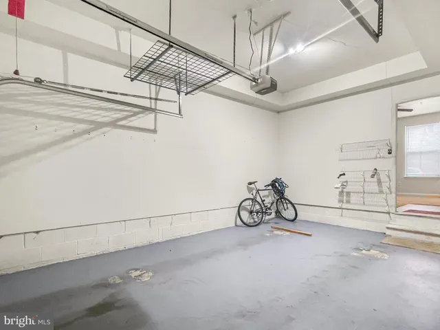 a view of a garage with rack on the wall