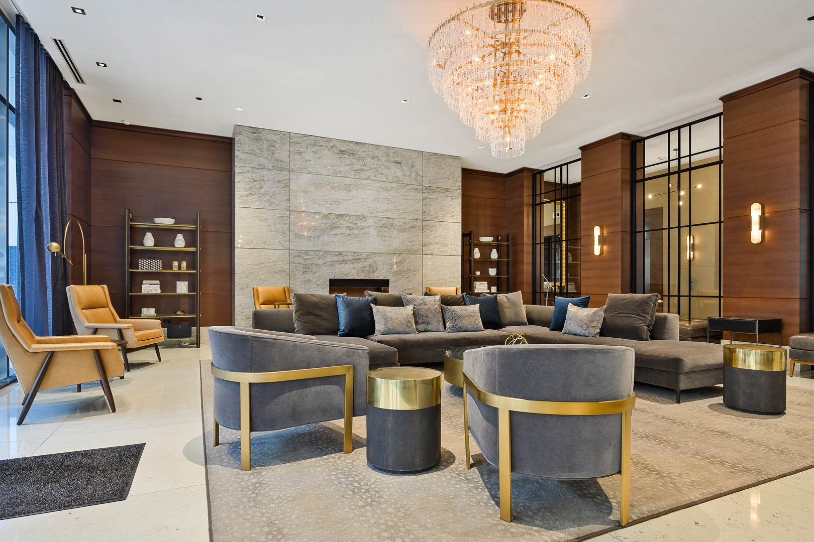 2 West Delaware Place, Unit 2802 Chicago, IL 60610 - Photo 15 of 22 a living room with fireplace furniture and a potted plant