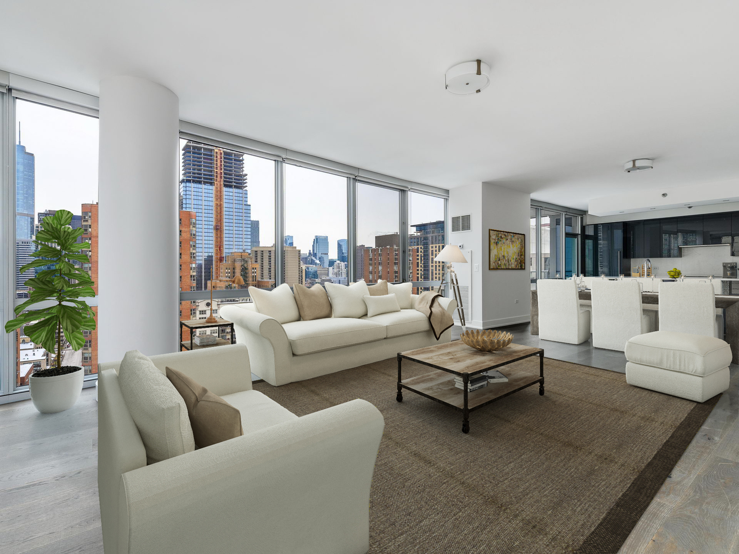 2 West Delaware Place, Unit 2802 Chicago, IL 60610 - Photo 6 of 22 a living room with furniture and a large window