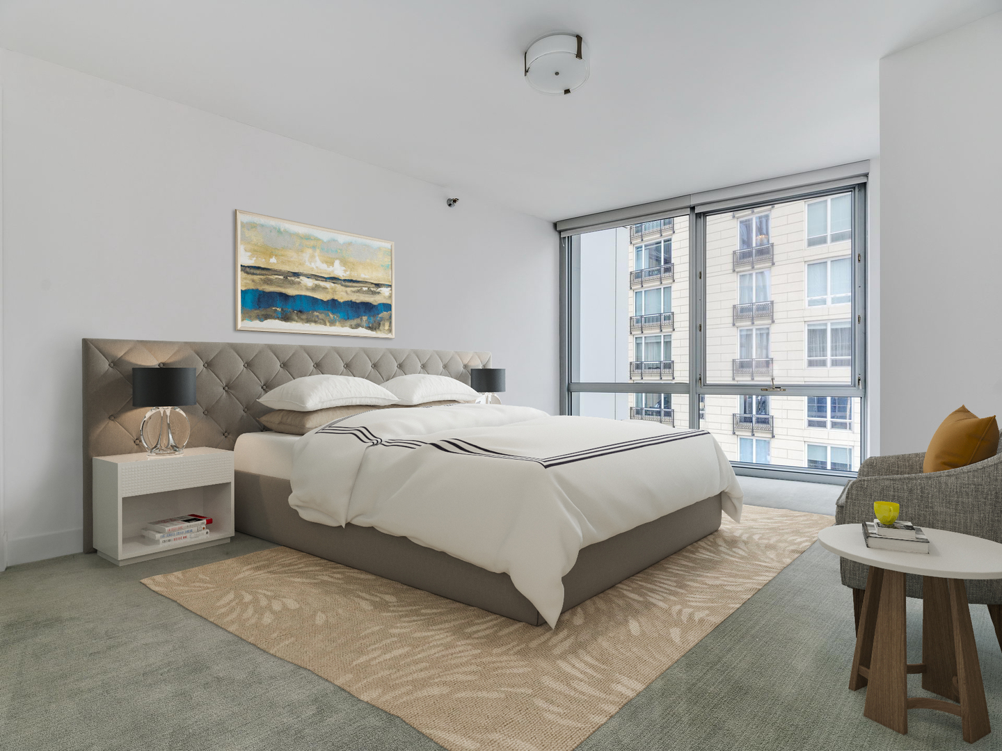 2 West Delaware Place, Unit 2802 Chicago, IL 60610 - Photo 7 of 22 a bedroom with bed and a large window