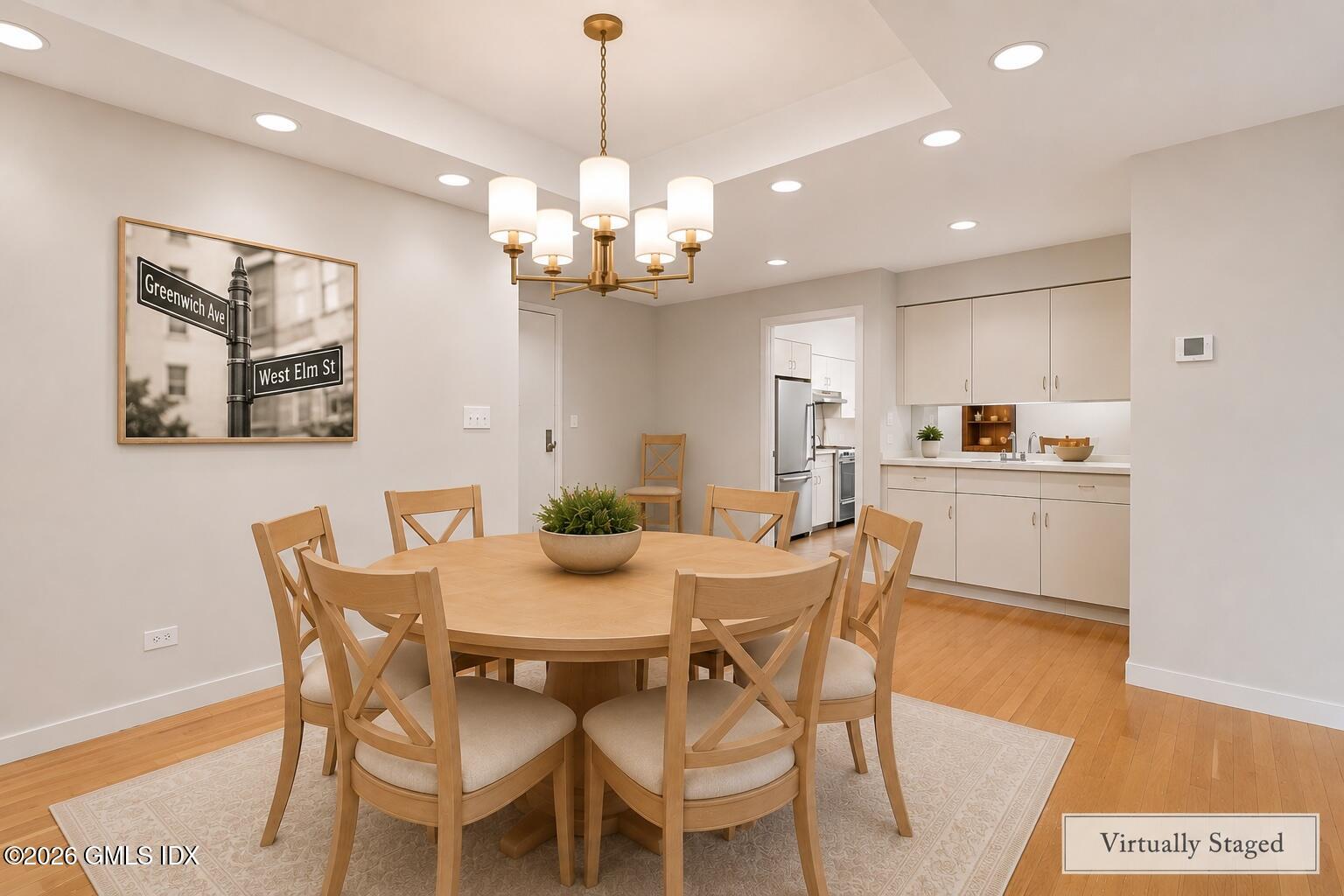 40 West Elm Street, Unit 2M Greenwich, CT 06830 - Photo 14 of 25 Virtaully Staged Dining Room, Wet Bar Fi