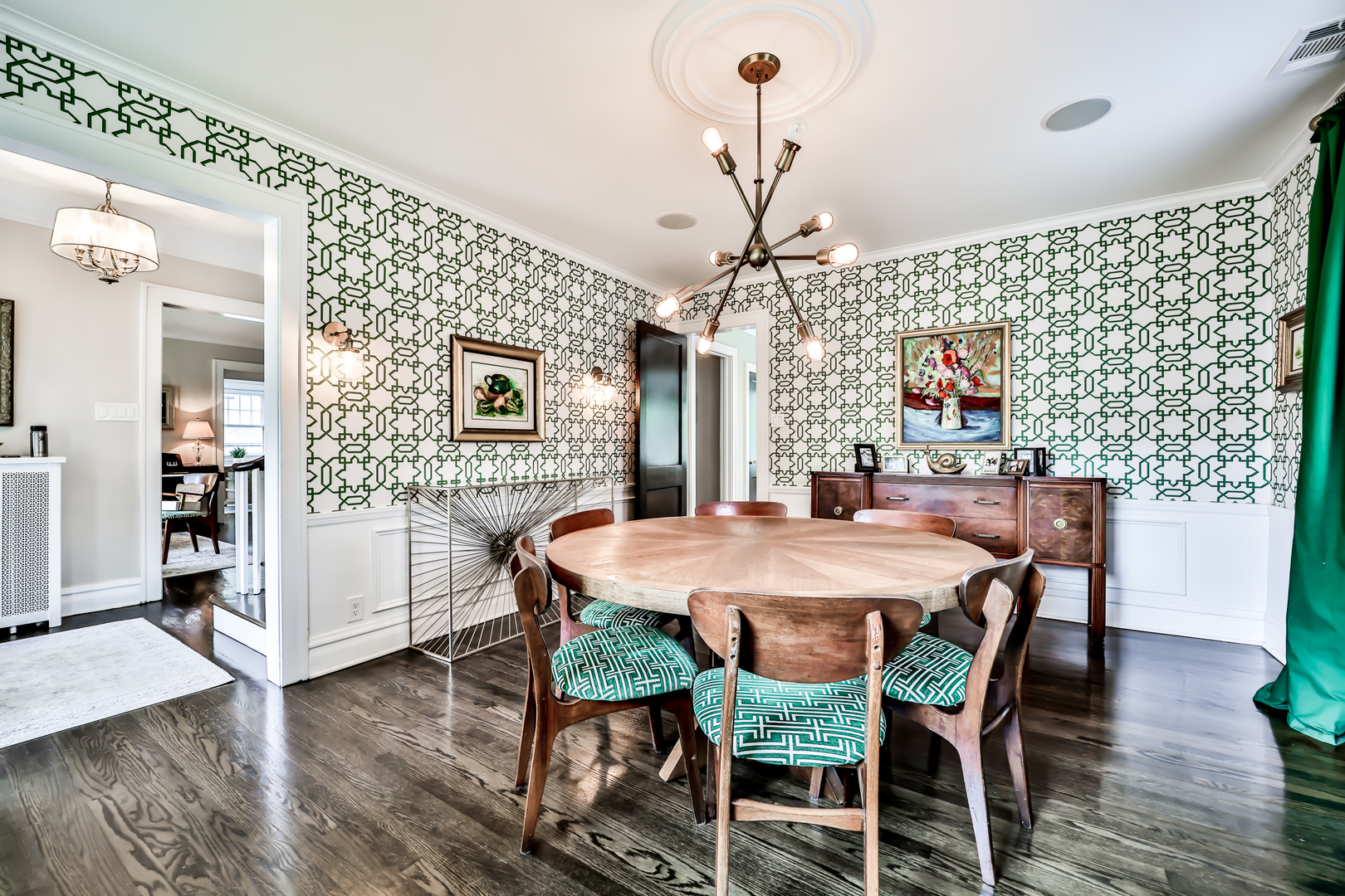 147 Herrick Road Riverside, IL 60546 - Photo 12 of 55 a view of a dining room with furniture wooden floor and chandelier