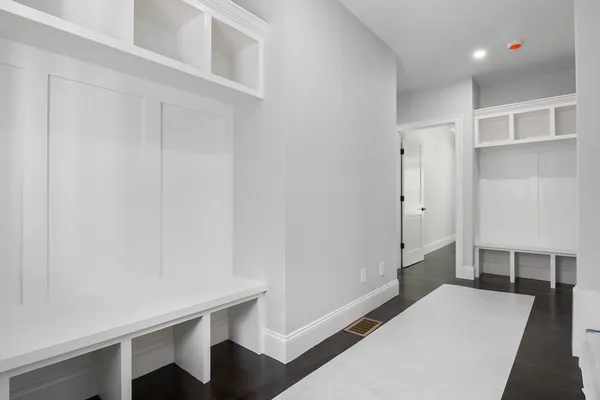 a room with a table and a window