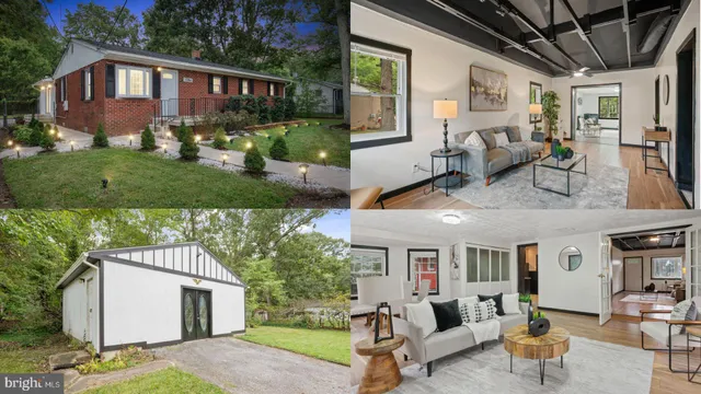 a view of a patio with couches table and chairs and potted plants