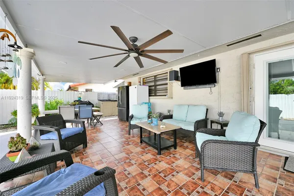a living room with furniture and a flat screen tv