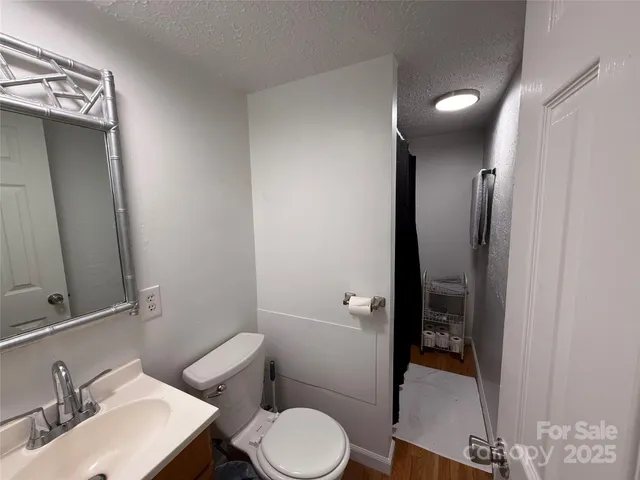 a bathroom with a toilet a sink and mirror