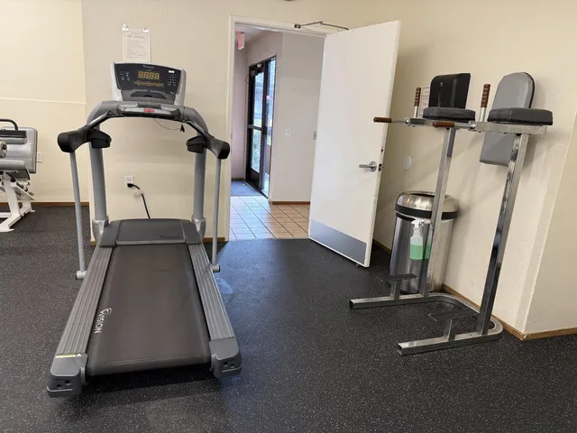 a room with gym equipment