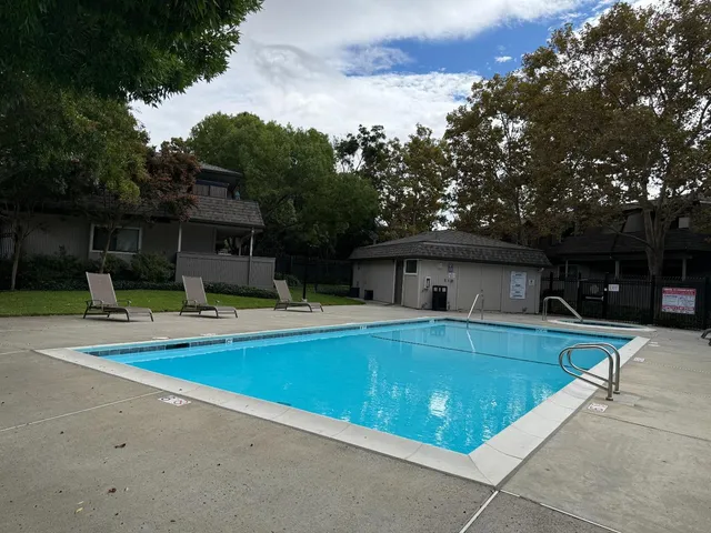 a view of outdoor space yard swimming pool and furniture