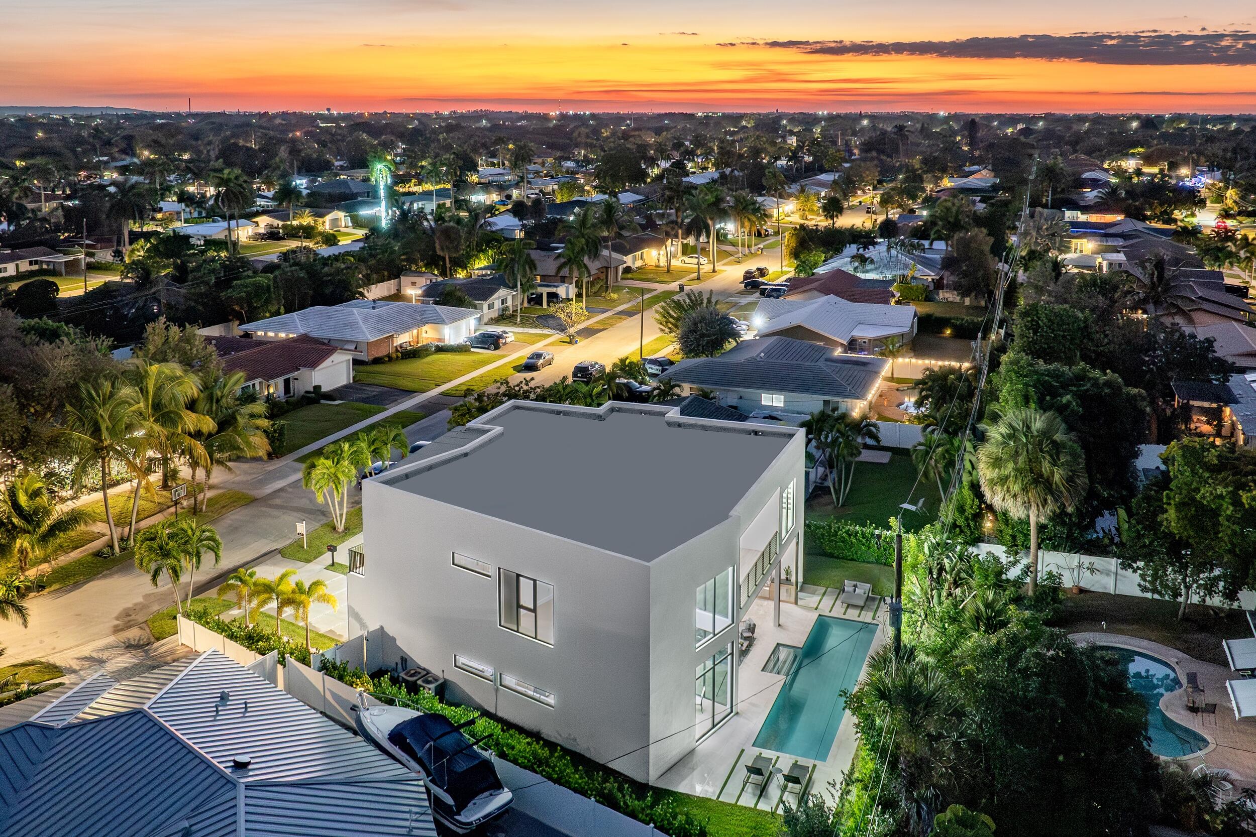 957 Southwest 12th Street Boca Raton, FL 33486 - Photo 61 of 65 Twilight Aerial