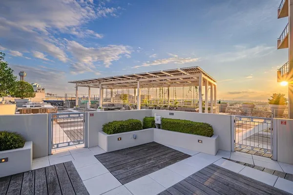 a view of a balcony with city view