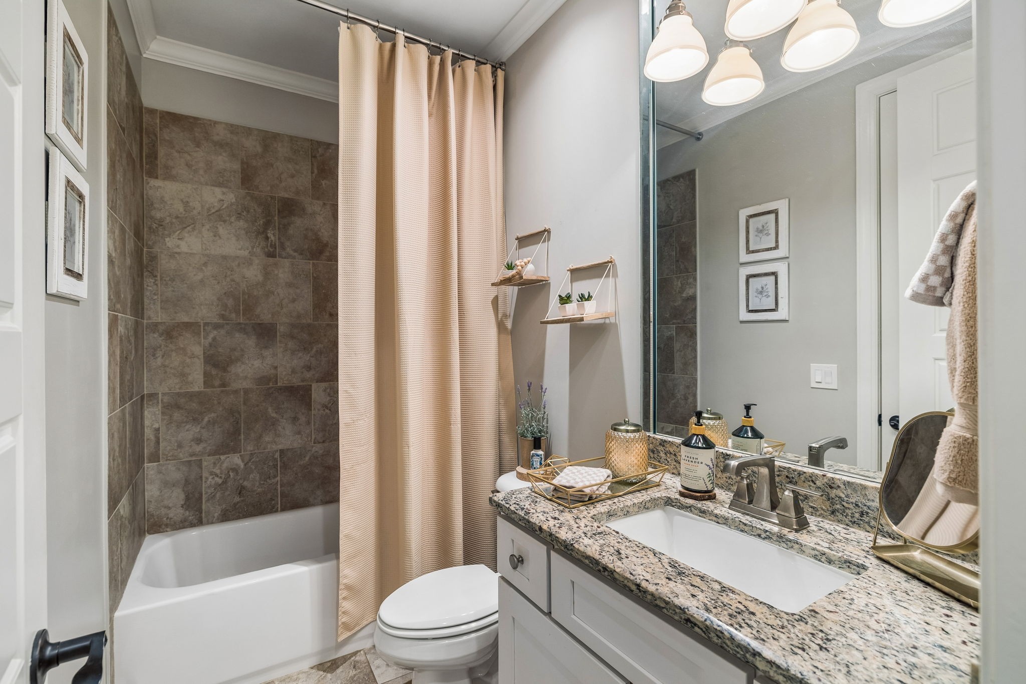 4035 Old Light Circle Arrington, TN 37014 - Photo 42 of 62 a bathroom with a granite countertop sink toilet and shower