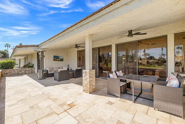 a view of a dining area with furniture