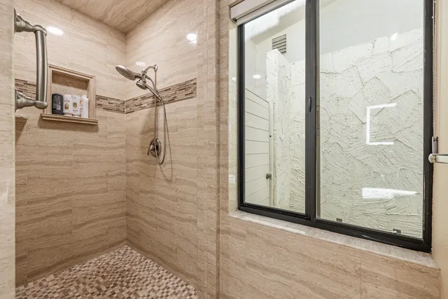 a living room with a couch and a table