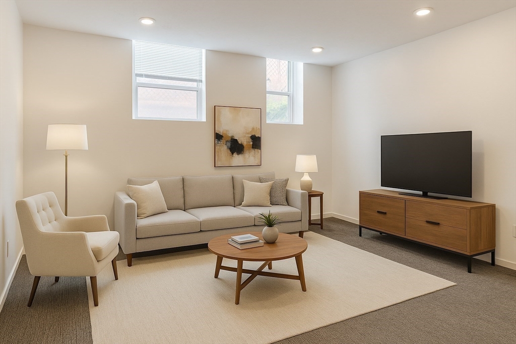382 Commonwealth Avenue, Unit B1 Boston, MA 02215 - Photo 5 of 22 a living room with furniture and a flat screen tv