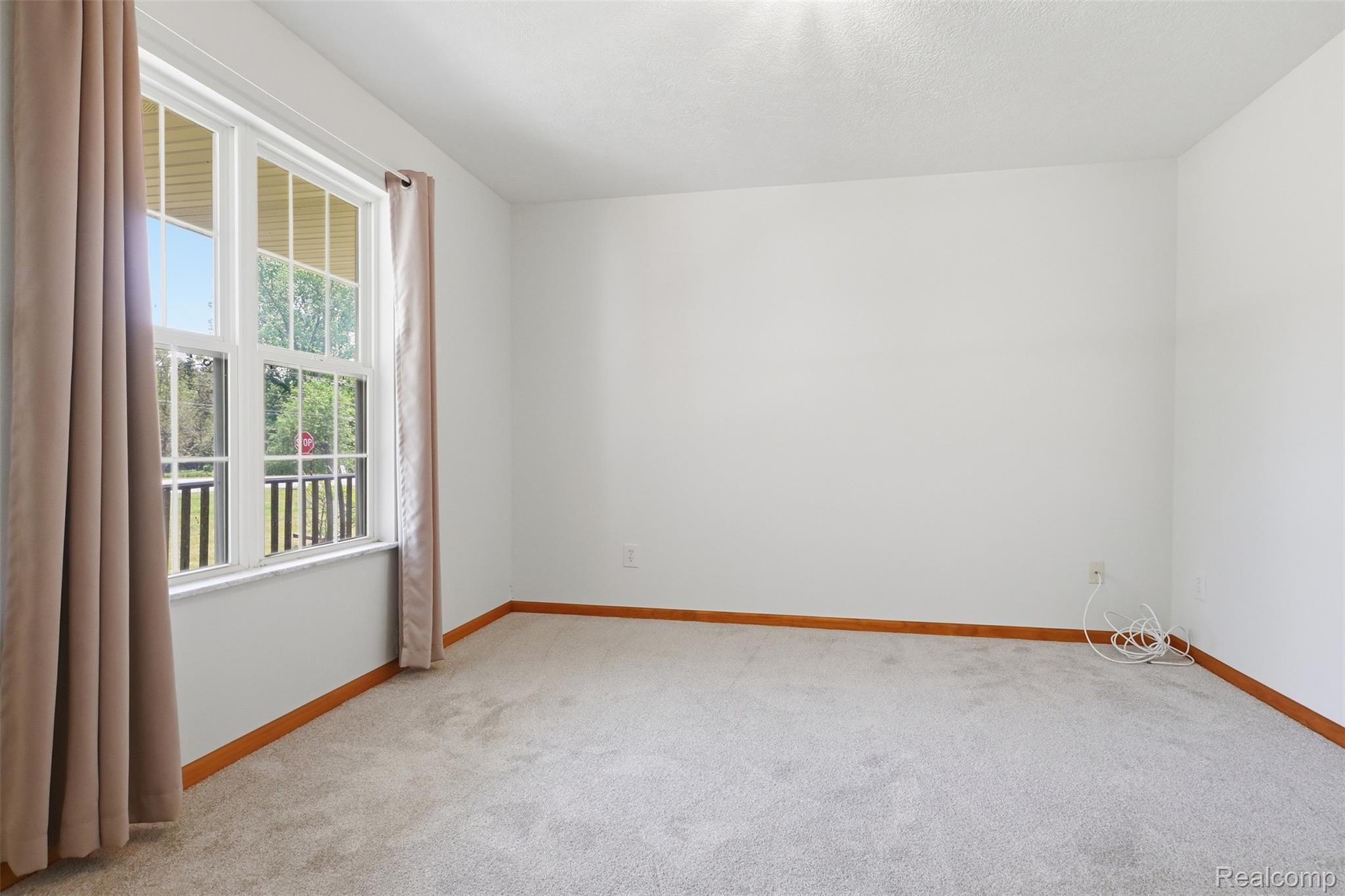 4482 Pleasant Valley Road Brighton, MI 48114 - Photo 5 of 35 Bright room featuring a multi-pane window, light-colored carpeting, white wall finishes, and wood-finish baseboards