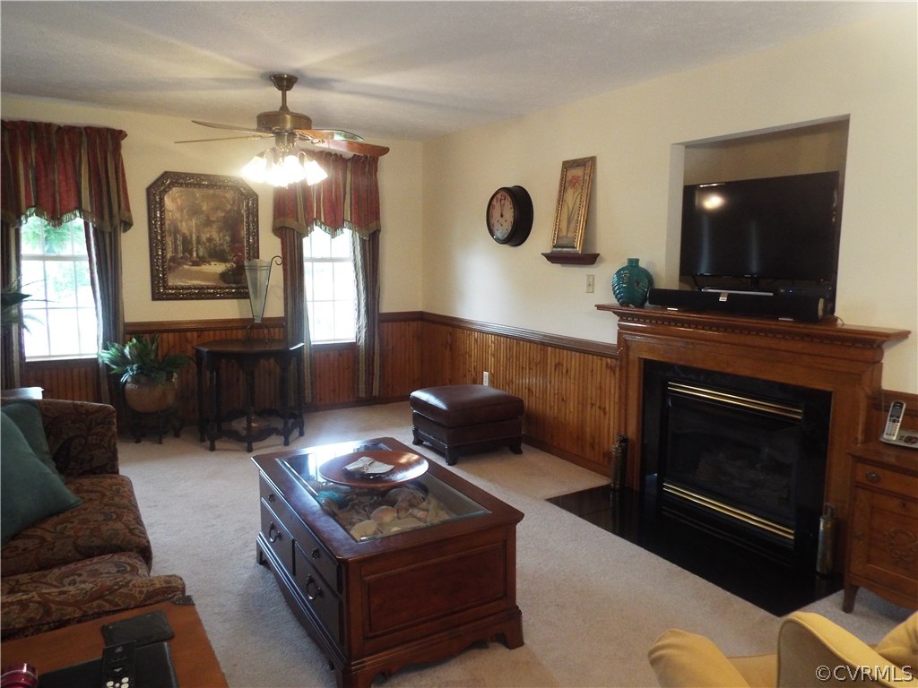 6303 Trinity Church Road Church Road, VA 23833 - Photo 9 of 46 a living room with furniture a flat screen tv and a fireplace