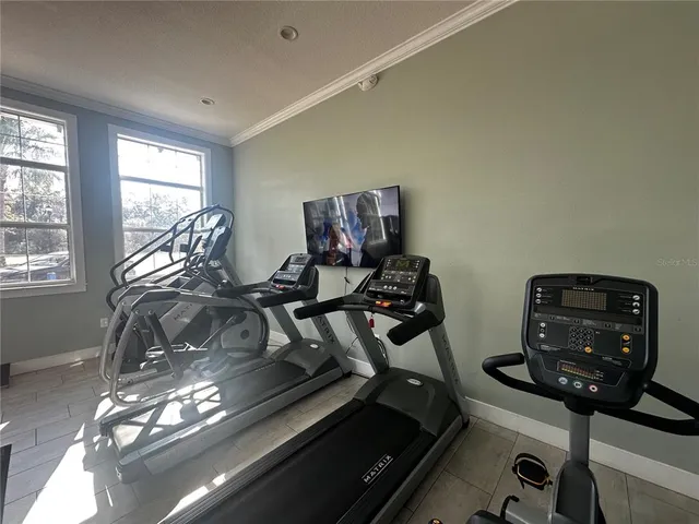 a room with gym equipment