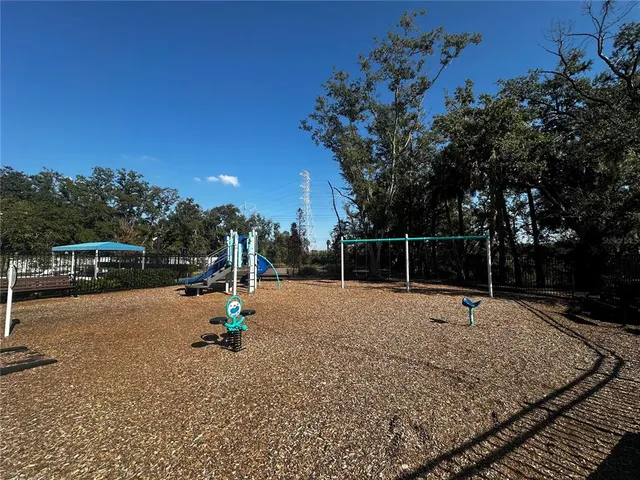 a park view with a slide