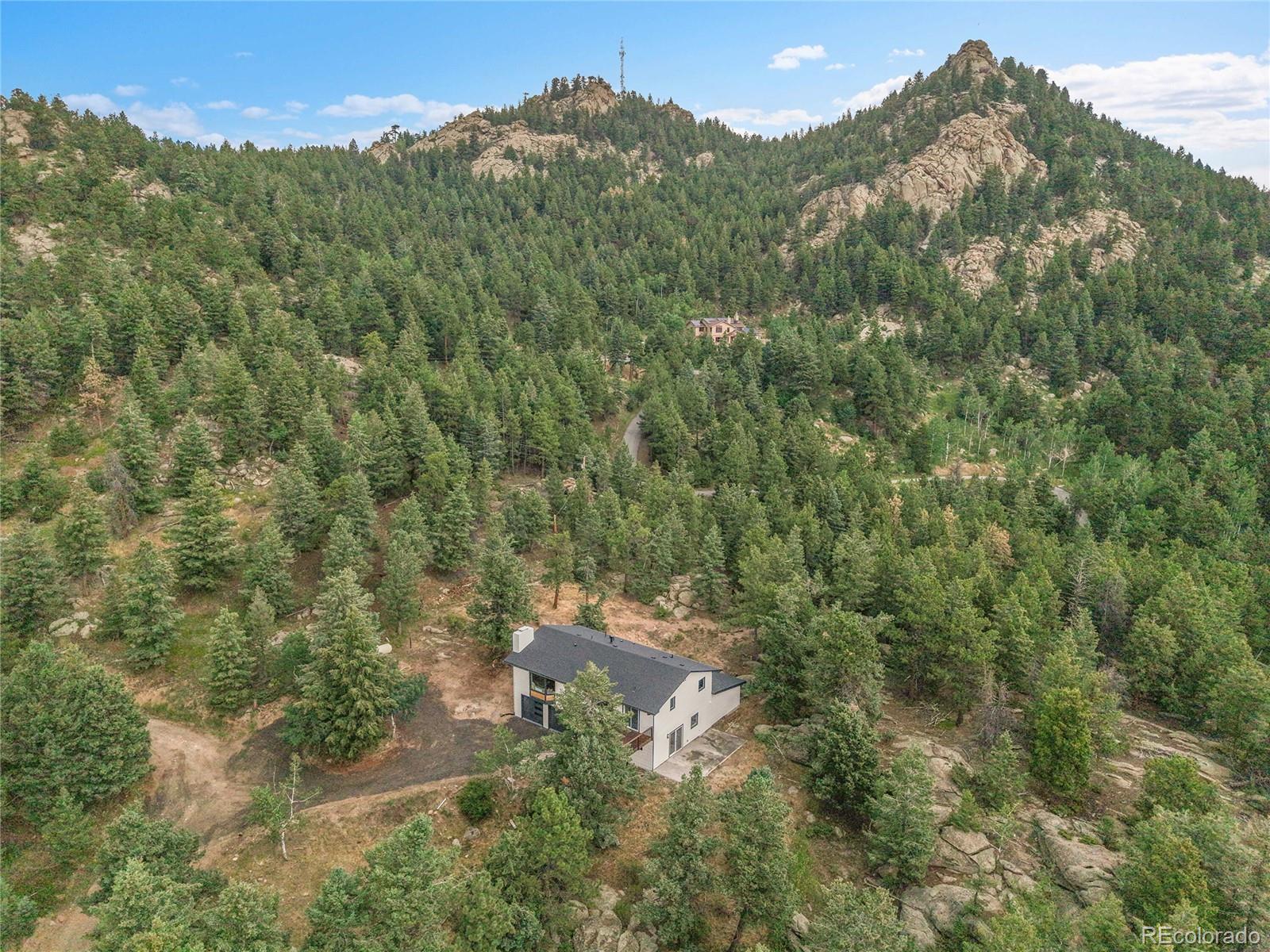 8919 South Hillview Road Morrison, CO 80465 - Photo 48 of 50 an aerial view of residential houses with outdoor space and trees