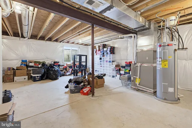 a view of a garage with storage