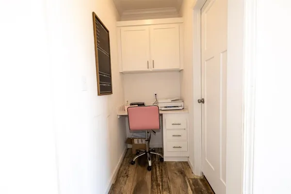 a view of a room with a window