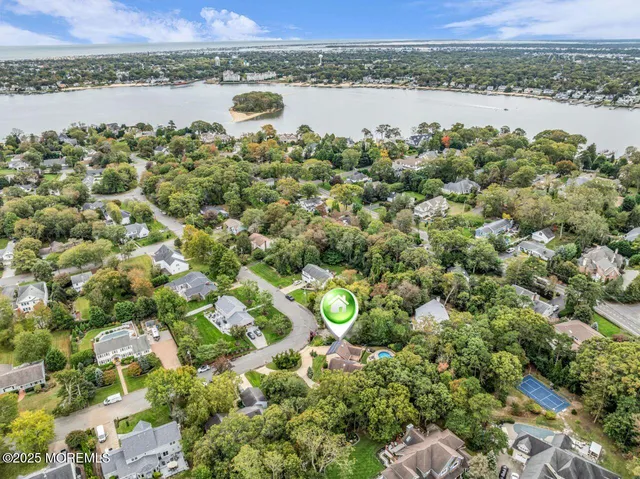 a view of a lake with a city