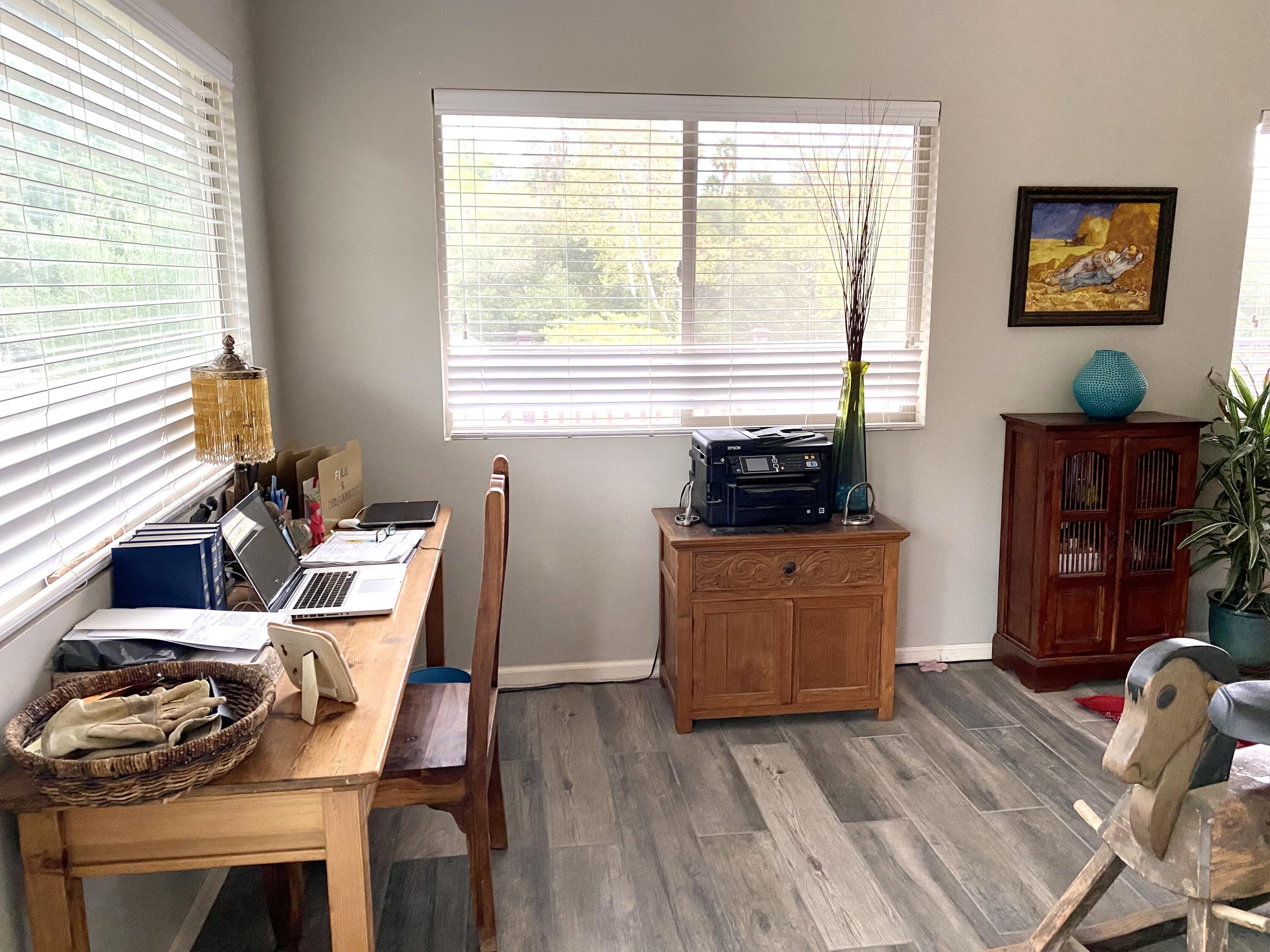 3705 La Canada Road Fallbrook, CA 92028 - Photo 33 of 68 a view of a workspace with furniture and a window