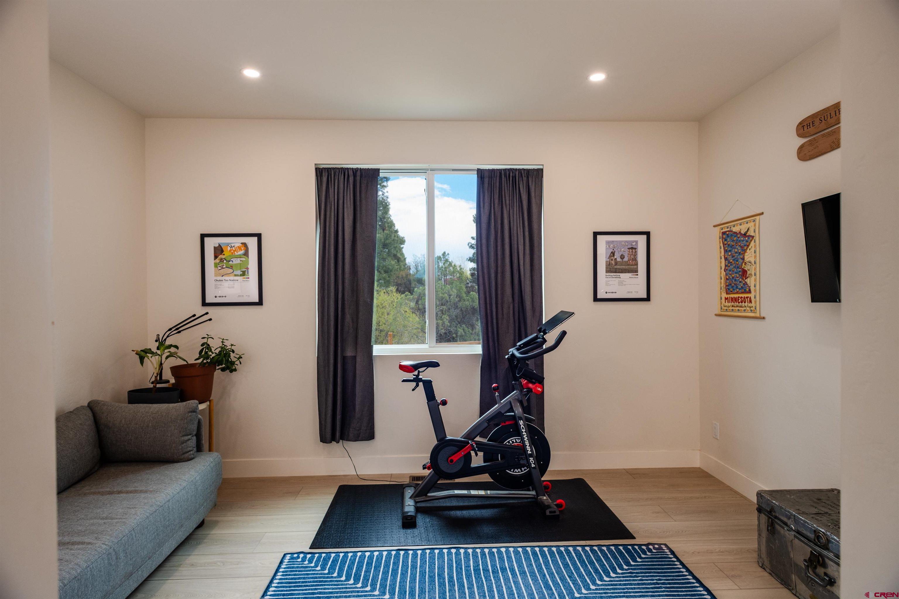 101 Elevation Drive Durango, CO 81303 - Photo 18 of 25 a view of a livingroom with gym equipment and a couch
