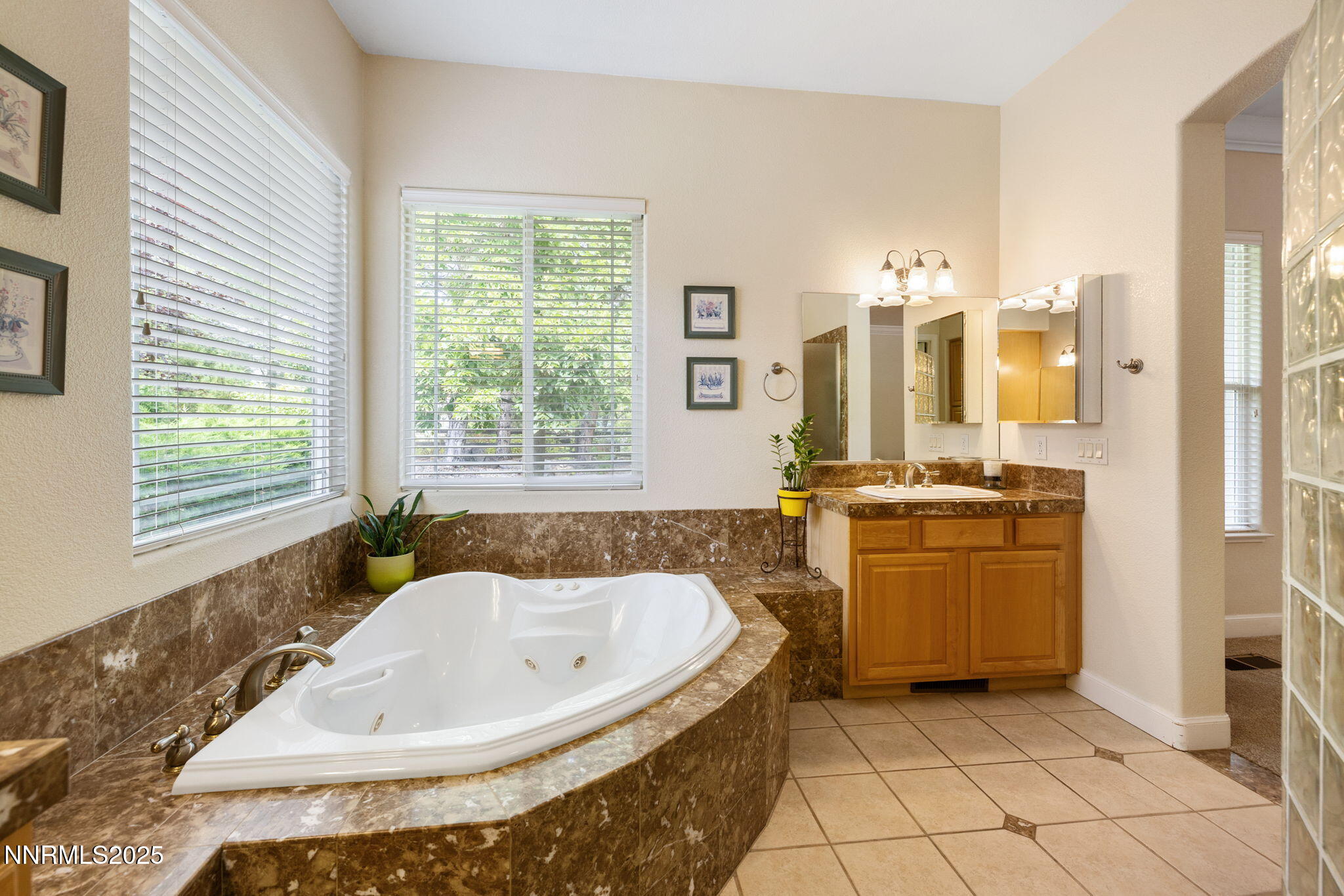 4865 Buckhaven Road Reno, NV 89519 - Photo 23 of 47 a bathroom with a tub a sink and a large mirror