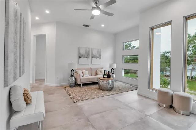 an empty room with closet area